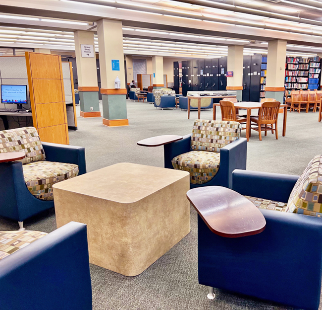 Study space within the Science Library at the Thad Cochran Research Center