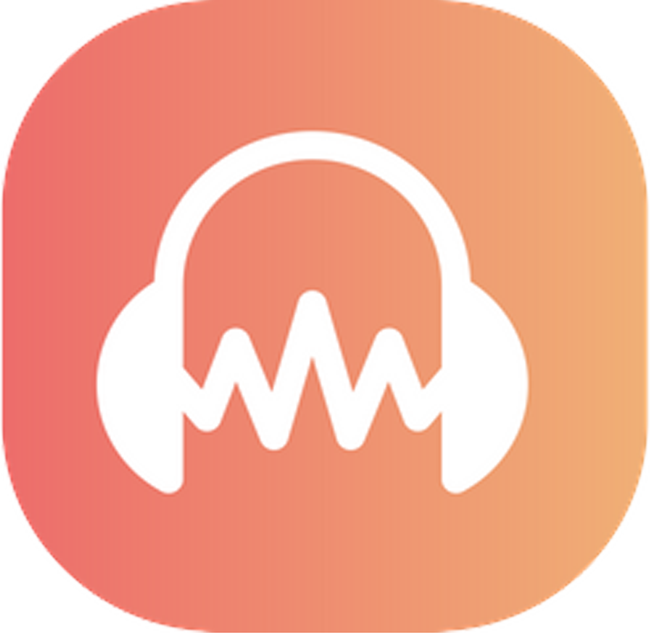 Peach colored box with white headphone silhouette