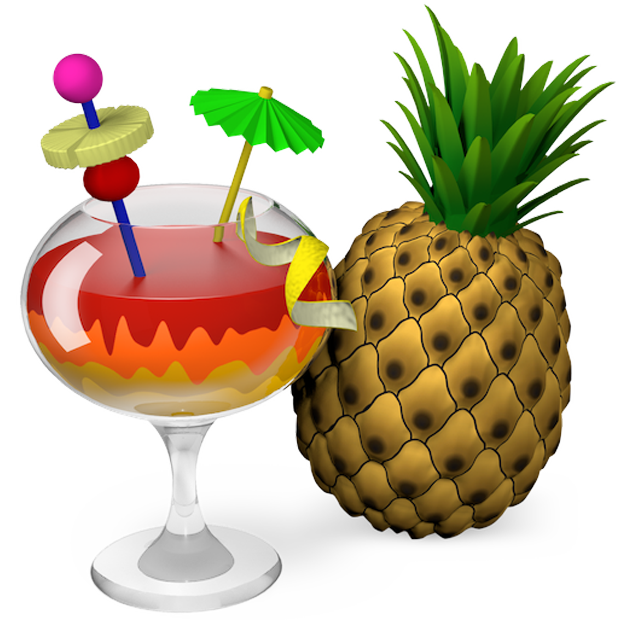 Box with pineapple and mixed drink