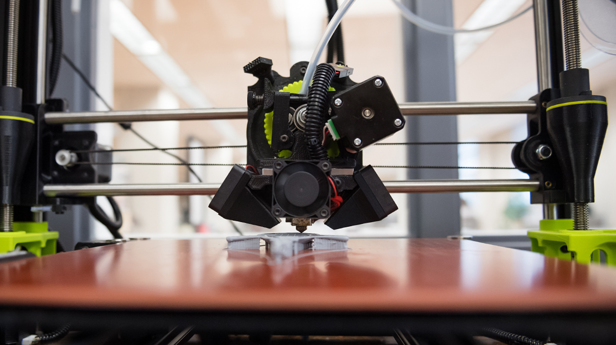 Close-up of the 3D printer in J.D. Williams Library in action.